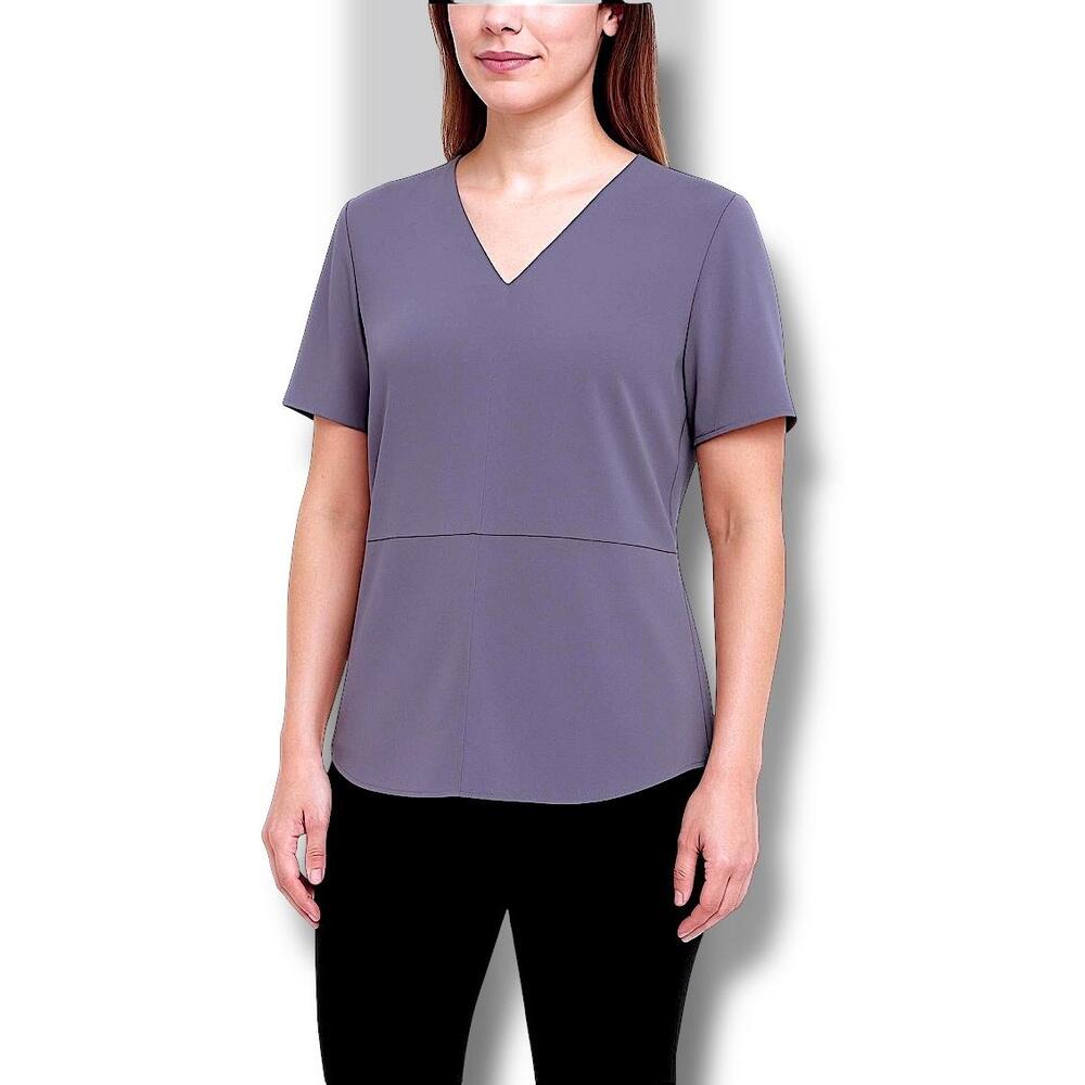 Worthington Womens Violet Granite V-Neck Short Sleeve Pullover Blouse Classic